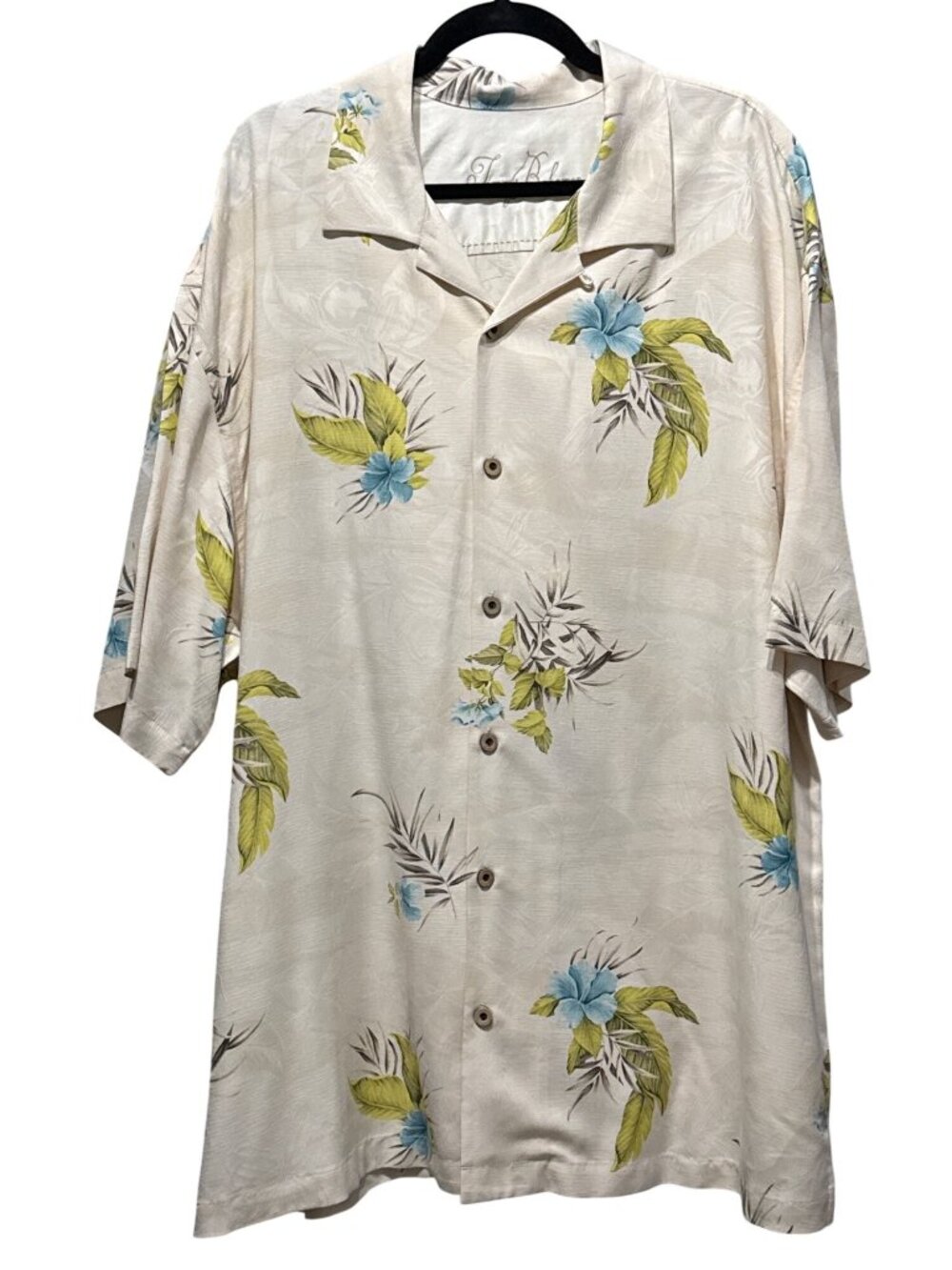 Tommy Bahama Men’s Silk Hawaiian Shirt XXL Tropical Floral Print Ivory